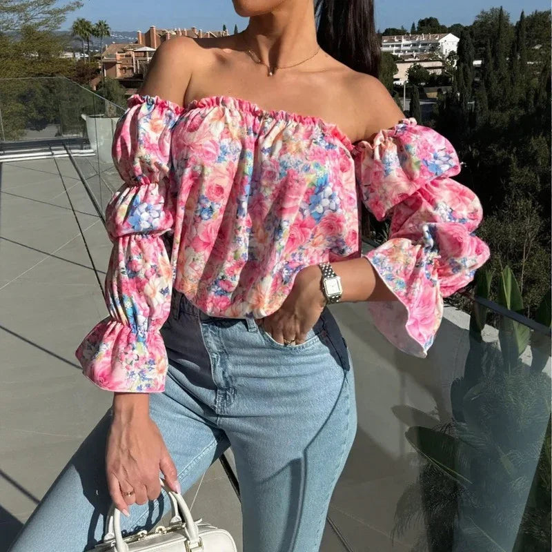 Florenze™ Bluse mit schulterfreiem Design und eleganter Blumenoptik