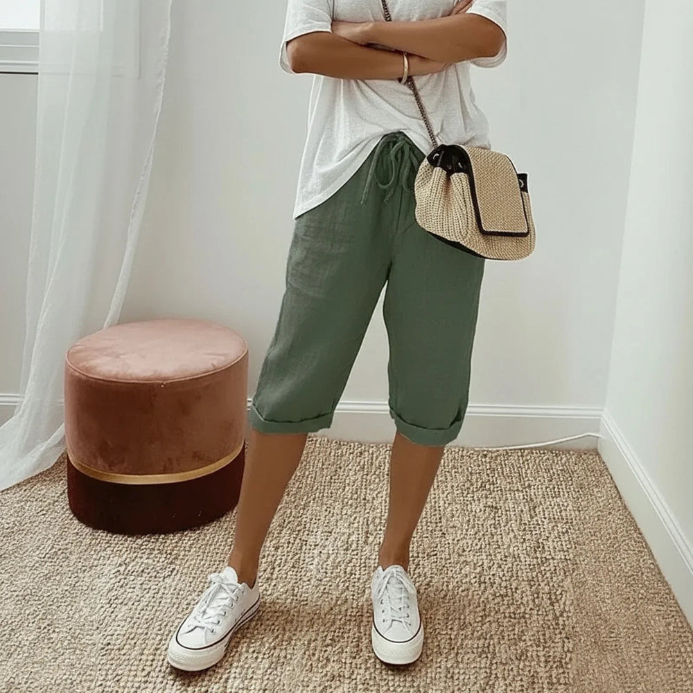 Levana™ Baumwoll-Leinen Shorts mit Verstellbarem Bund