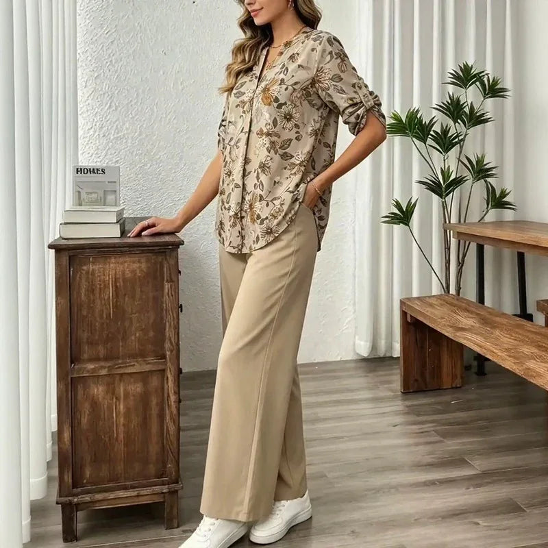 Arvella™-Set mit Bedrucktem Oberteil und Eleganter Hose