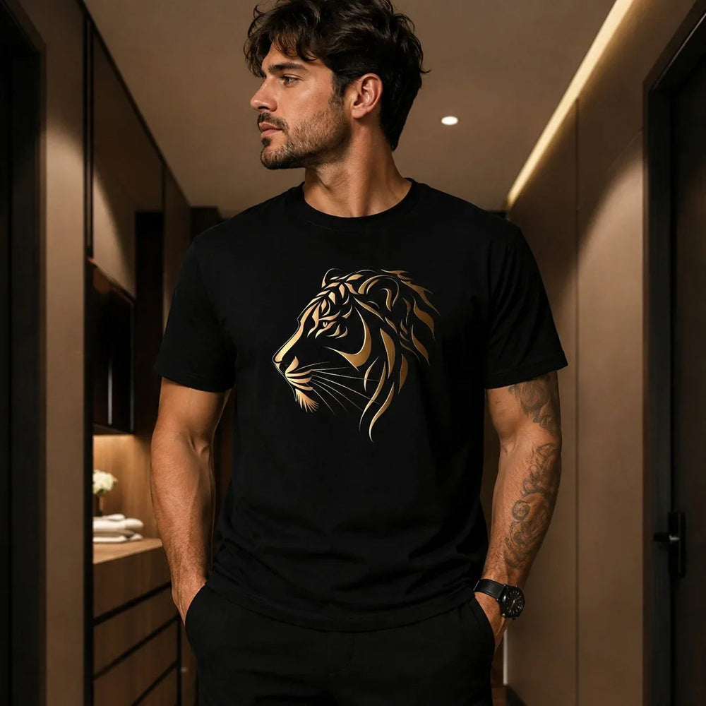 Varkon™ T-Shirt mit Tiger-Gold Print und Premium-Look