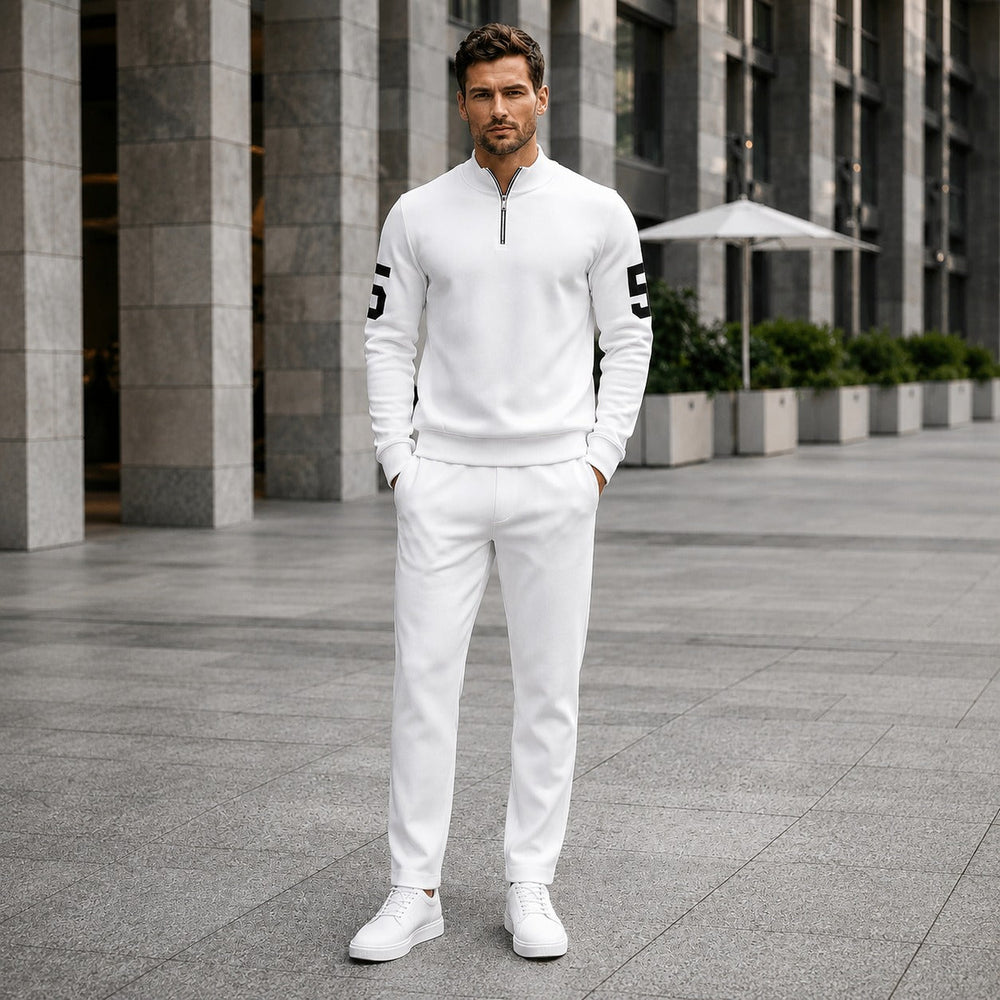 Alexander™ Set mit Stehkragen-Shirt mit Reißverschluss und Minimalistischer Hose