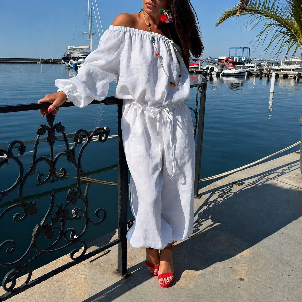 Bellamare™ Jumpsuit Mit Schulterfreiem Ausschnitt Und Verstellbarer Taille