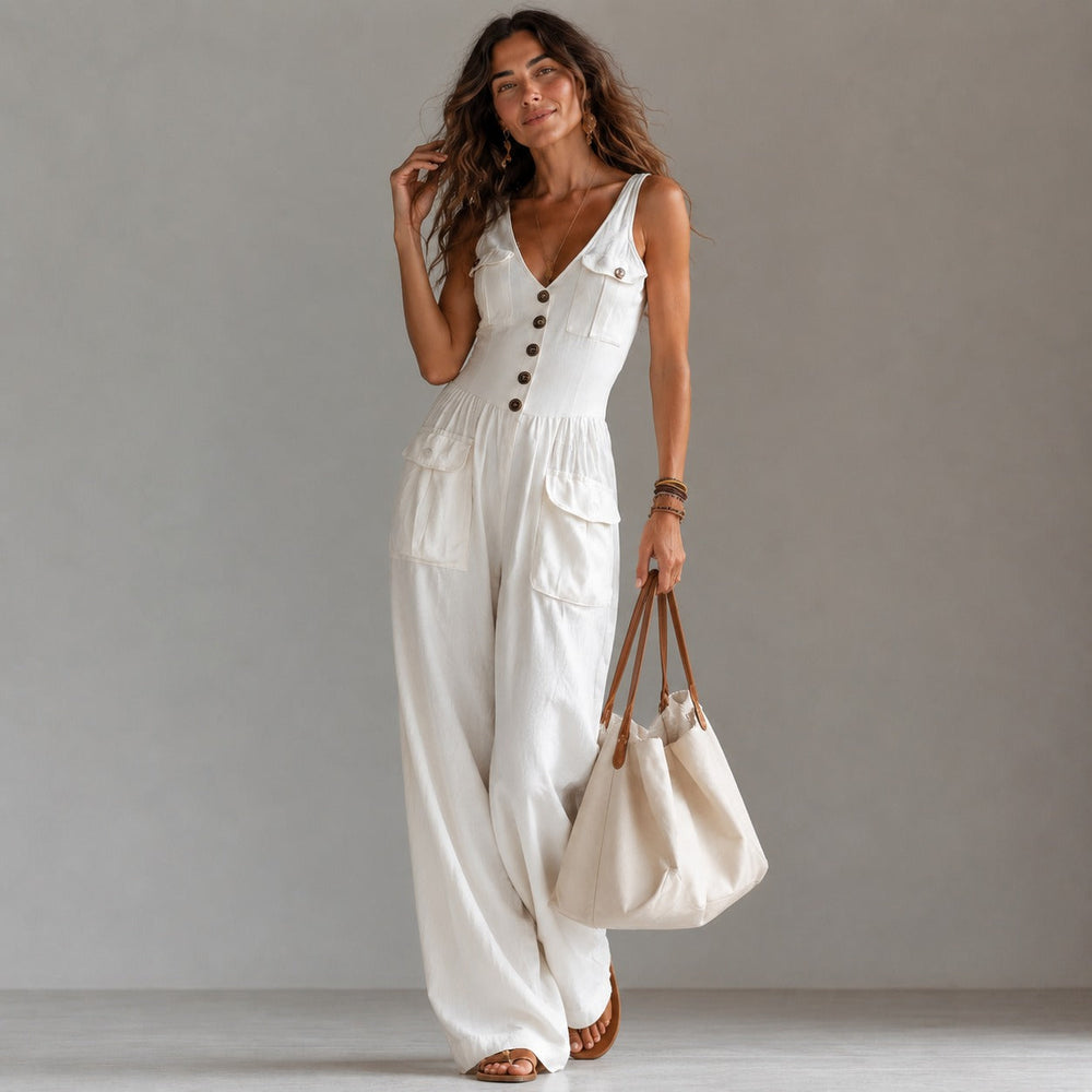 Marvella™ Jumpsuit mit V-Ausschnitt und weitem Bein