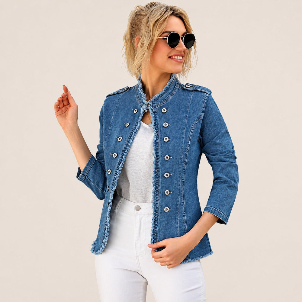Jeansjacke Almina™ mit strukturierter Passform und ausgefransten Abschlüssen