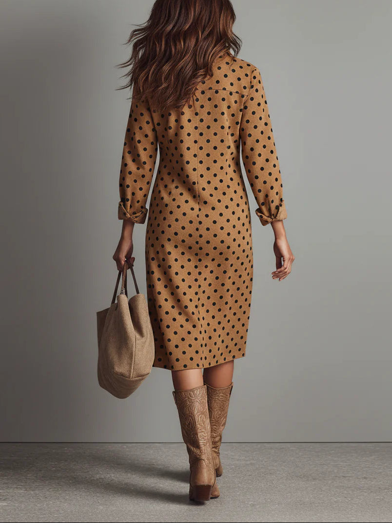 Emilia | Gepunktetes Midi-Kleid Damenmode chic