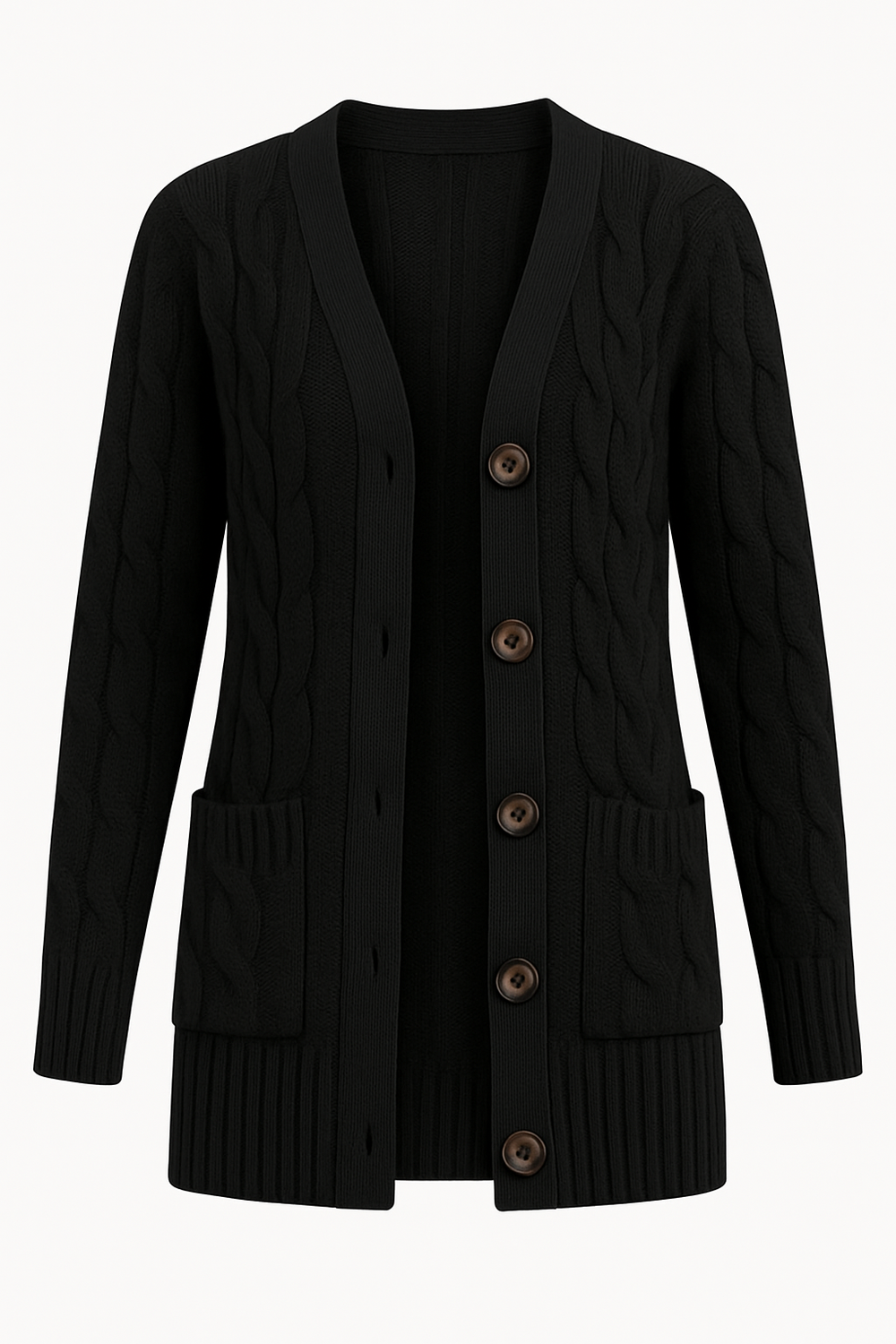 Andrea | Damen Frühlings Zopfmuster Strickcardigan