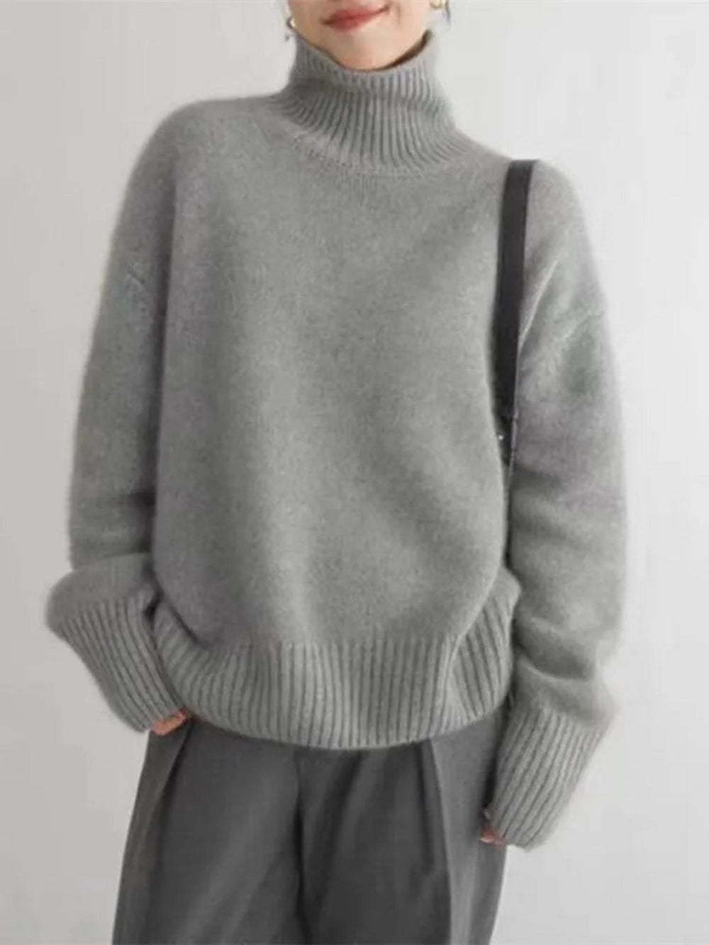 Doris | Damen Bequemer Strickpullover mit hohem Kragen