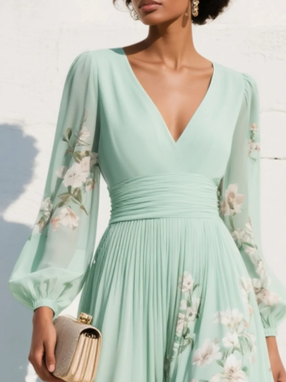 Evalyn – Maxikleid Aus Plissiertem Chiffon