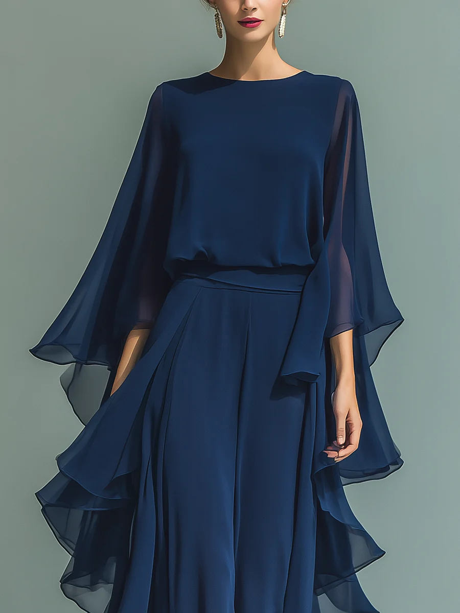 Elyssa – Elegantes Chiffon-Set Mit Rüschen