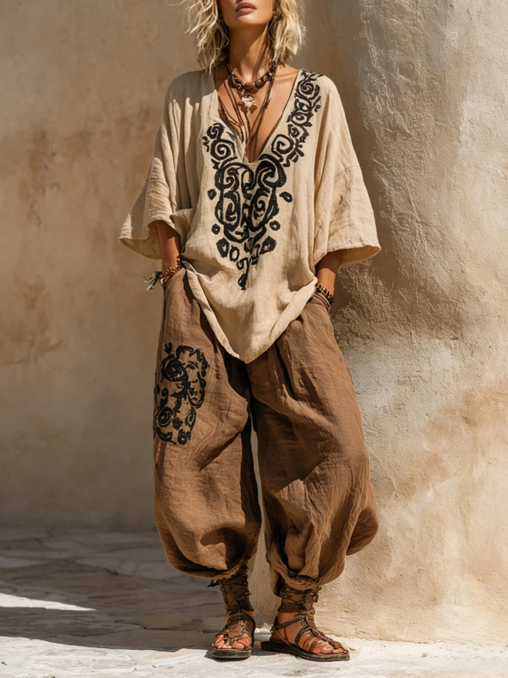Aveline - 3-teiliges Loungewear-Set aus atmungsaktivem Leinen