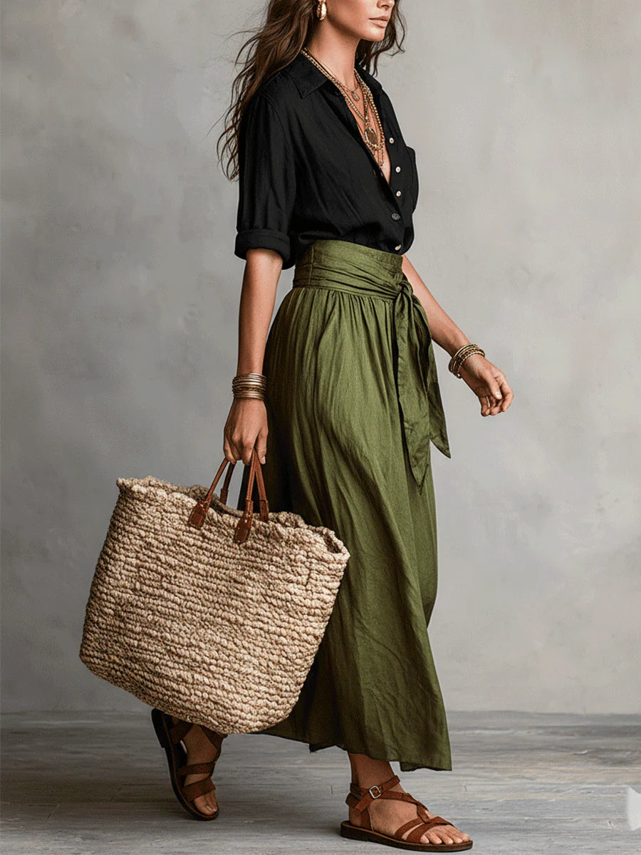 Odelia - Luxuriöses Boho-Set aus Top und Midirock