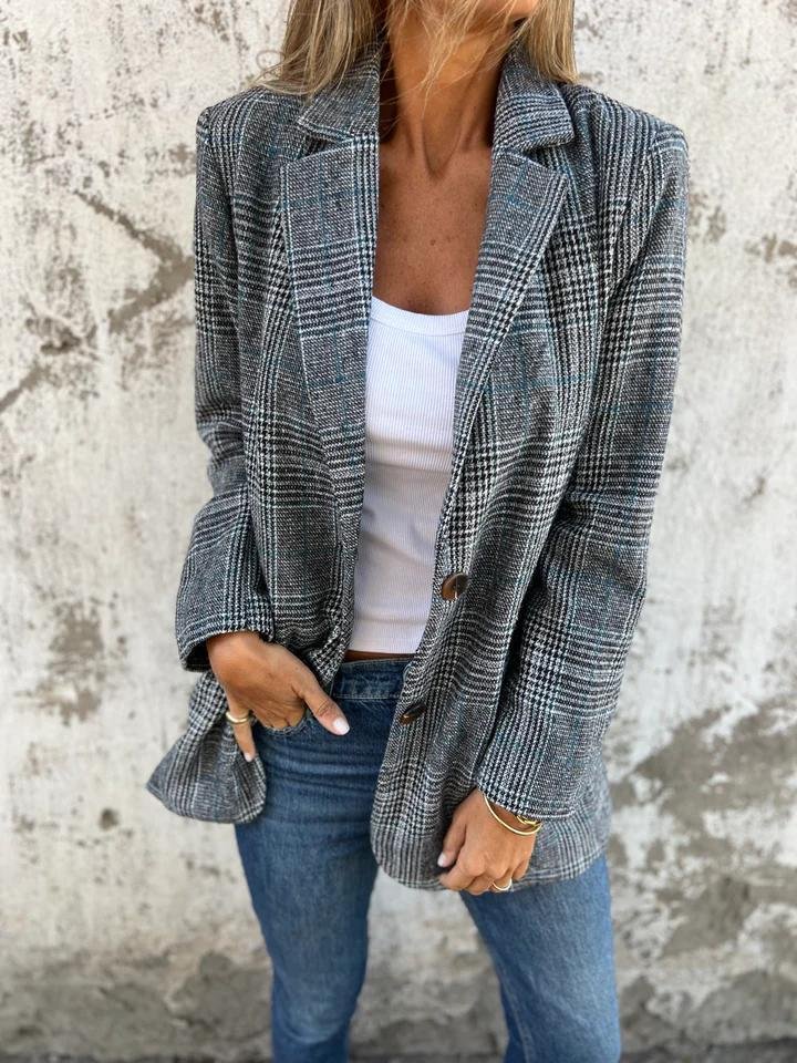 Basia – Stilvoller Winter Blazer Im Karomuster