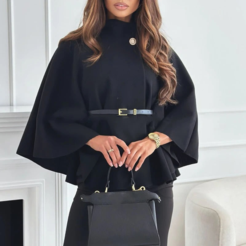 Damen Cape mit Gürtel und weitem Schnitt