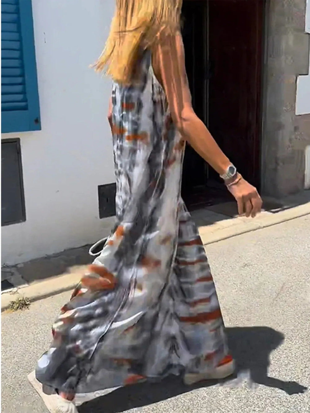 Tie-Dye V-Ausschnitt Maxi Cami Kleid