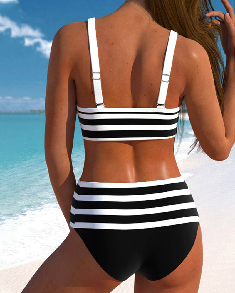 Maya | Gestreifter Bikini mit hoher Taille