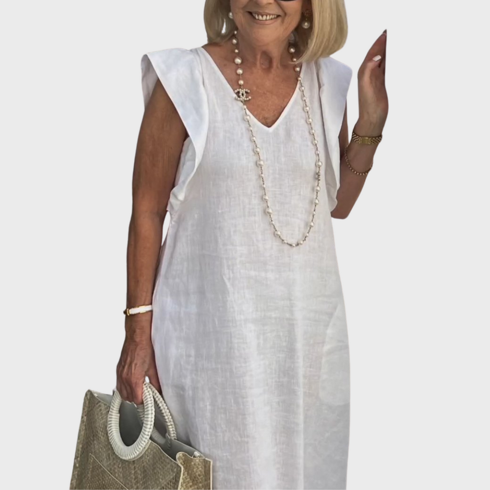 Adelina | Damen Ärmellos V-Ausschnitt Maxi Kleid