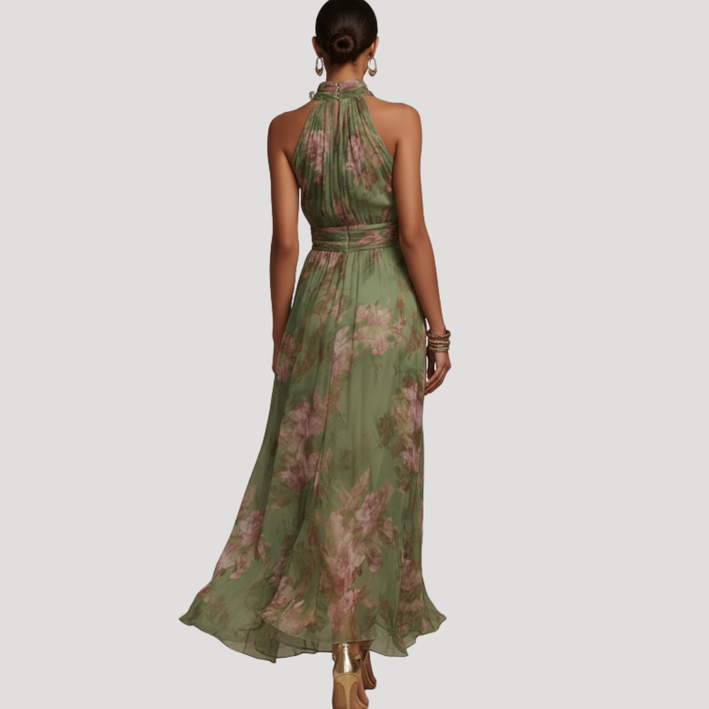 Amadea | Damen Neckholder Blumenkleid Maxikleid