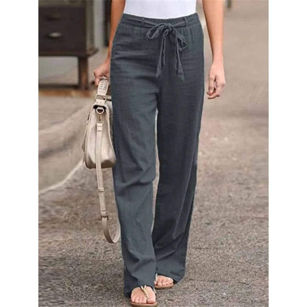 Amelie | Damen Weite Palazzo Hose mit Bindegürtel