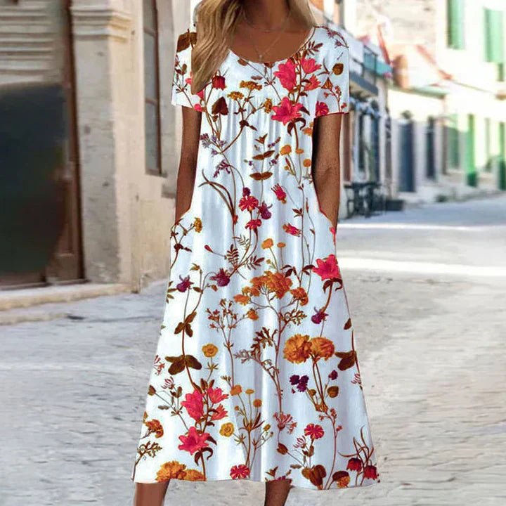 Annabella | Damen Blumen Midi Sommerkleid