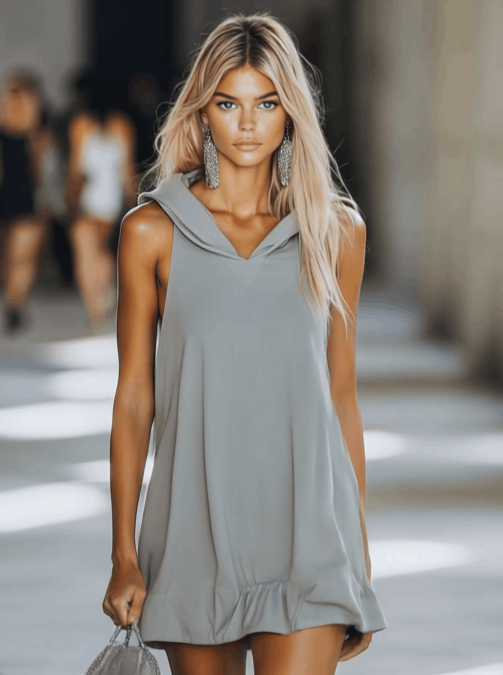 Annelore | Damen Ärmelloses Hoodie Mini Kleid