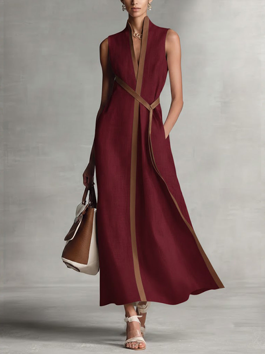 Araminta | Damen Ärmelloses V-Ausschnitt Maxikleid