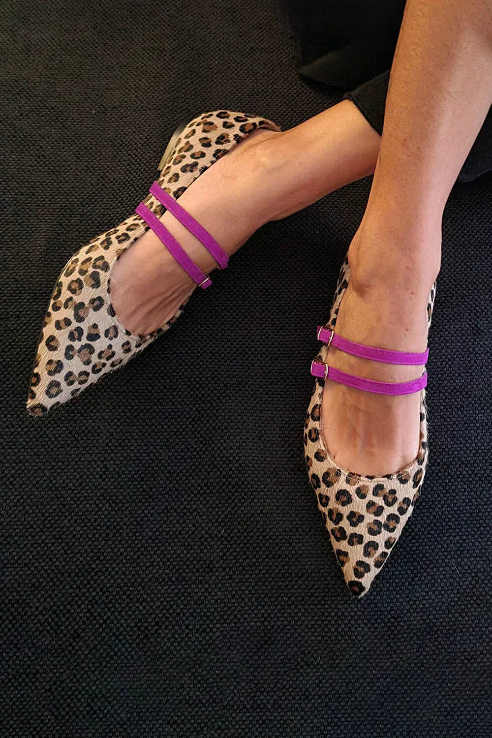 Aurela | Damen Leopardenmuster Riemchen Ballerinas