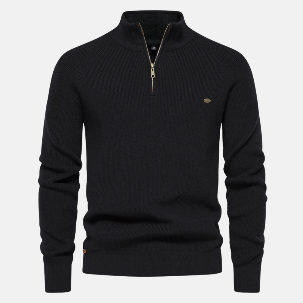 Bartholomäus | Herren Strickpullover mit Troyer-Kragen