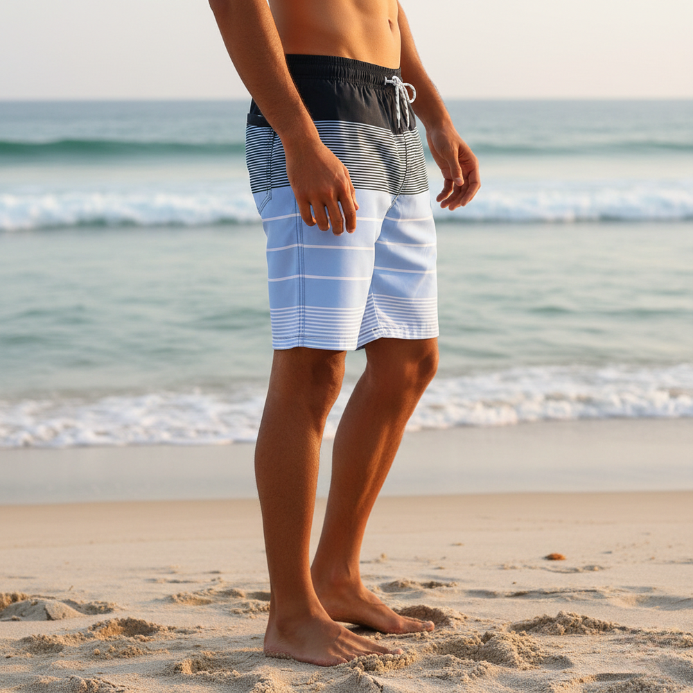 Bastian | Herren Gestreifte Badeshorts mit Kordelzug