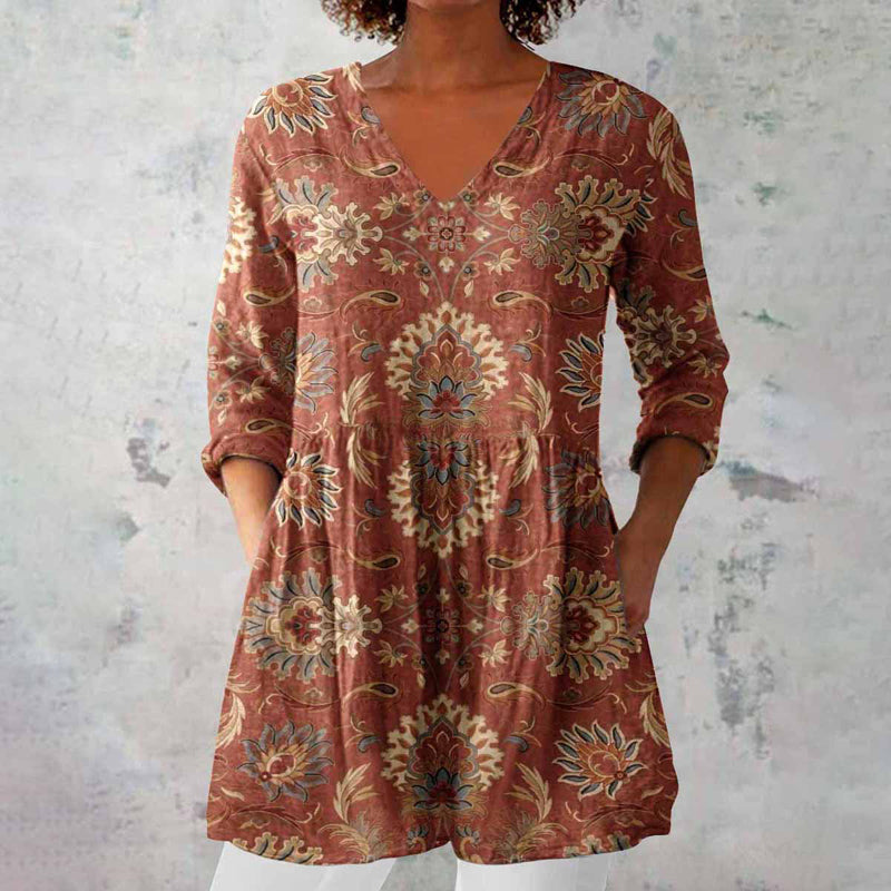 Bernadette | Damen V-Ausschnitt Tunika Bluse