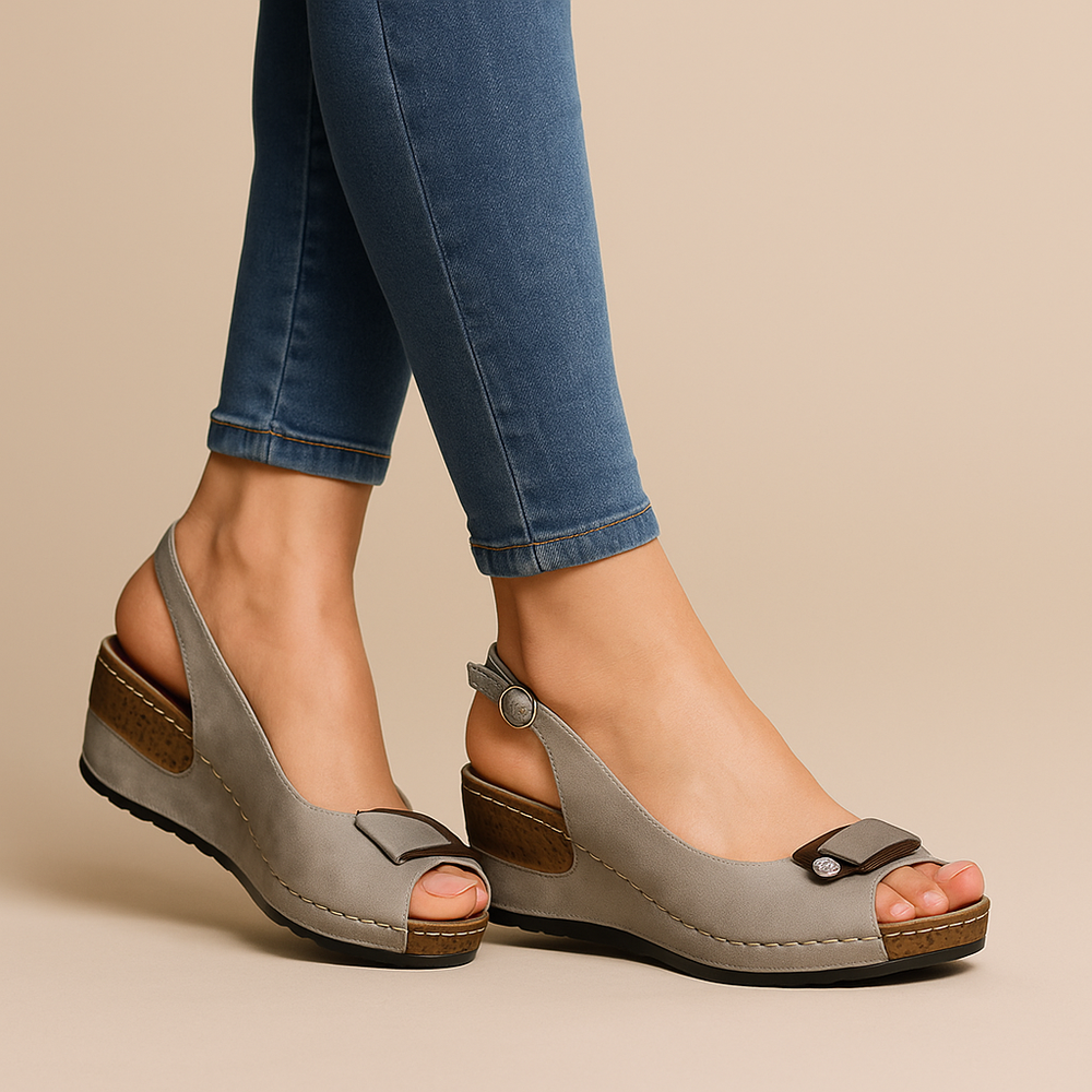 Brigitte | Damen Keilabsatz Sandaletten mit Slingback