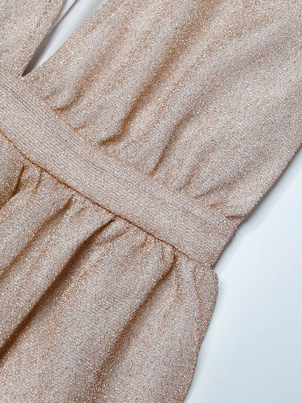 Brigitte | Damen Langarm V-Ausschnitt Maxikleid