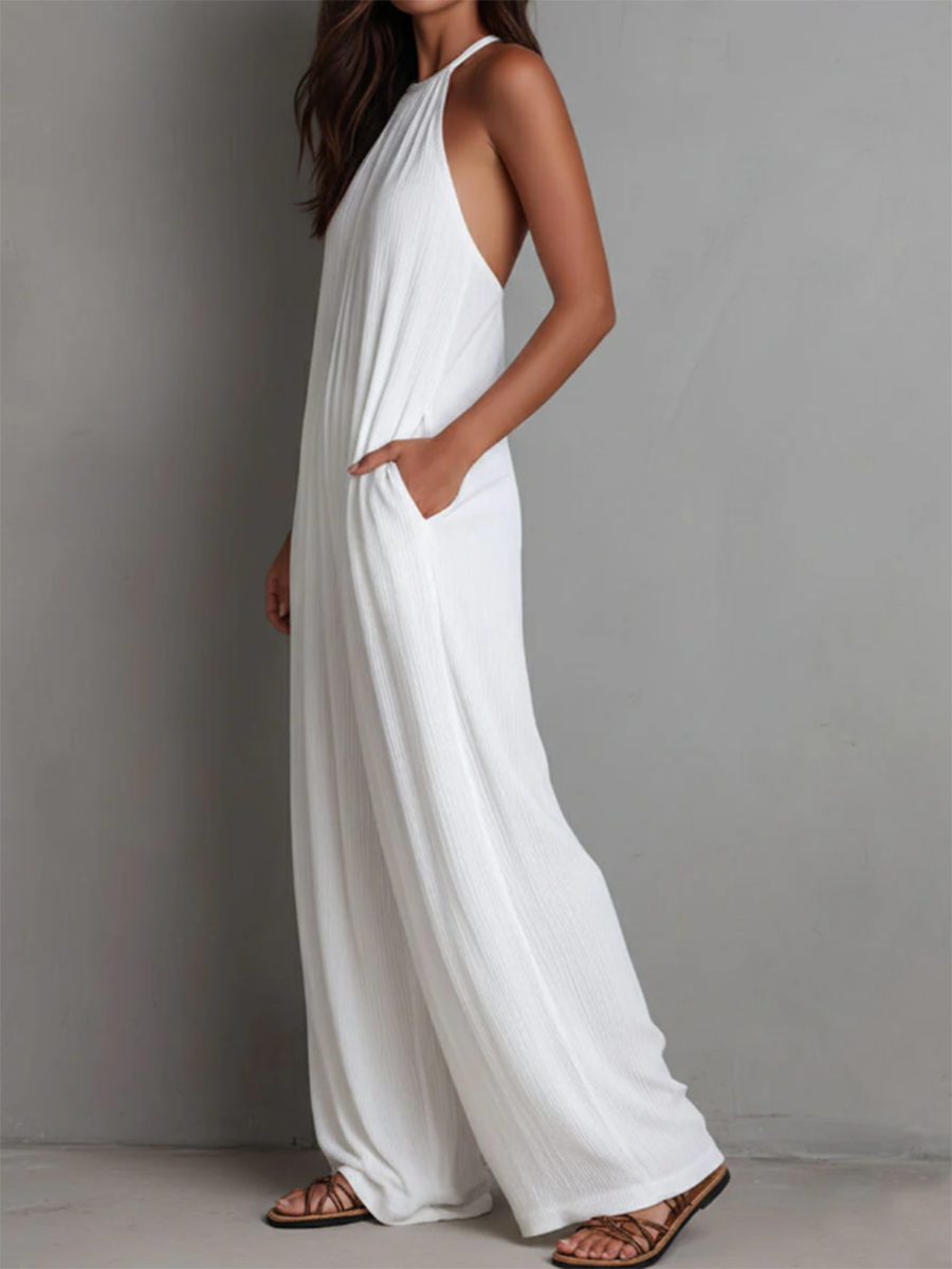 Rosira - Strukturierter Leinen-Jumpsuit