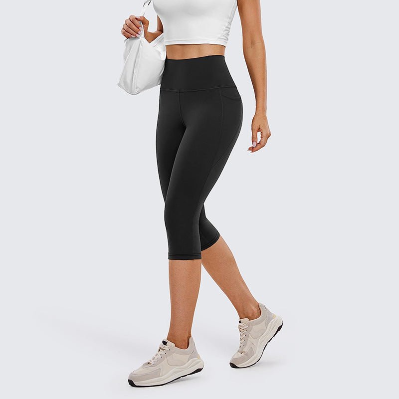 Capri-Leggings Damen mit Hohem Bund und Seitentasche