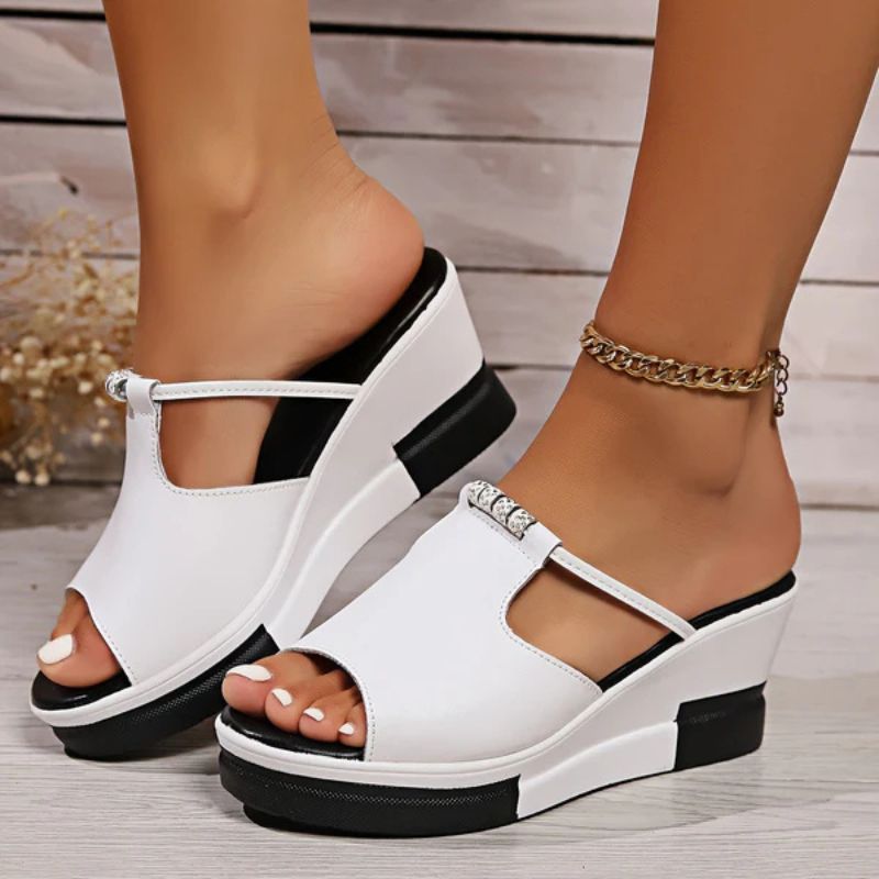 Carina | Damen Plateau Sandalen mit T-Riemen