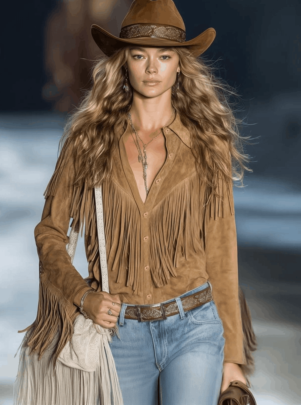 Carlotta | Damen Western Hemd mit Fransen