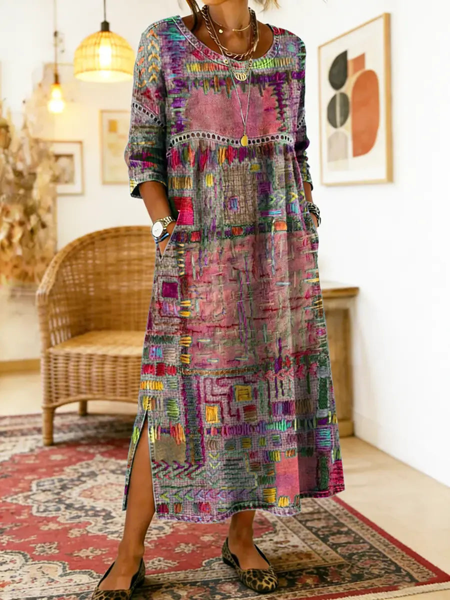Maelle - Bedrucktes, locker geschnittenes Midikleid