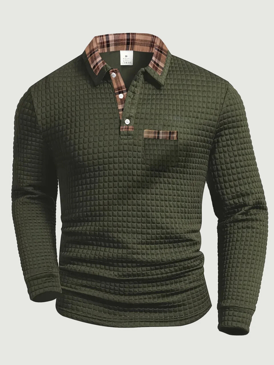 Crispin | Herren Langarm Poloshirt mit Karokragen