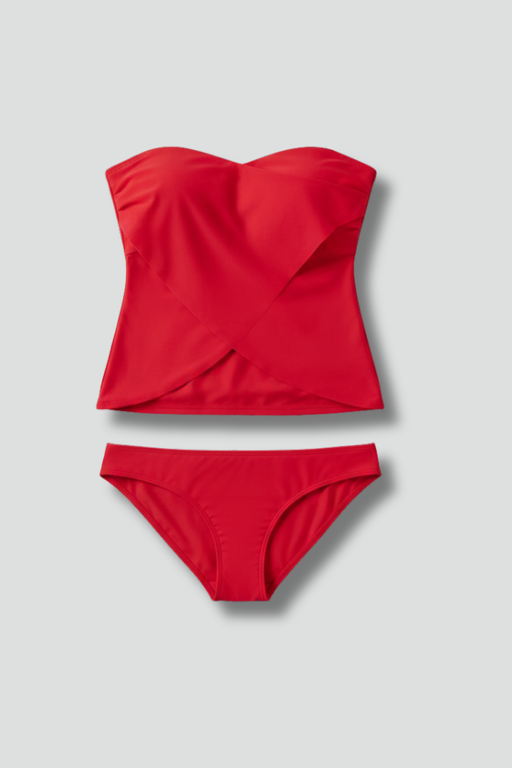 Damen Badebekleidungsset mit trägerlosem Oberteil und Slip