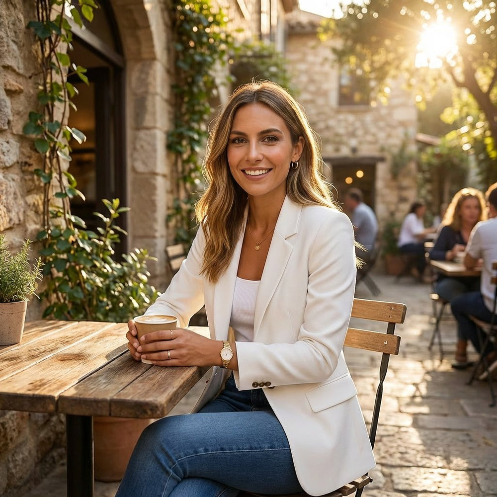 Frieda | Damen Blazer Ein-Knopf Klassische Revers Tailliert