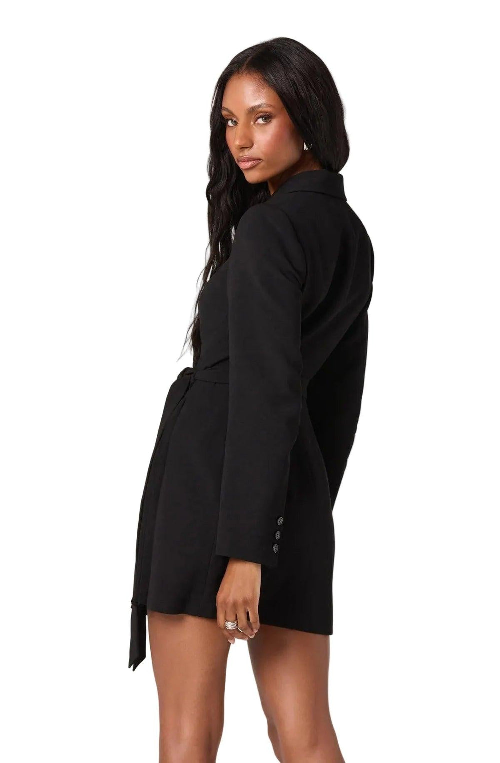 Damen-Blazerkleid mit Wickelfront und Taillenbindung