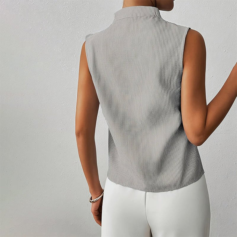 Clara | Damen Bluse ärmellos gestreift V-Ausschnitt