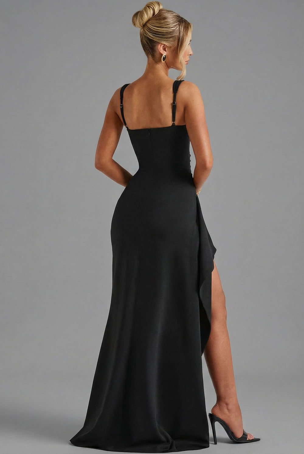 Amelie | Damen Bodycon Maxikleid mit Beinschlitz und offenem Rücken