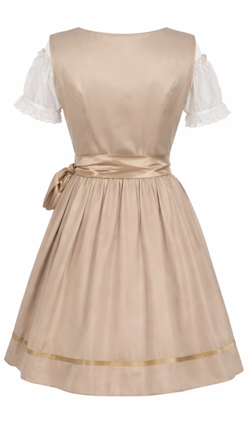 Damen Dirndl Kleid mit Zierkette, Schnürfront und bestickter Schürze