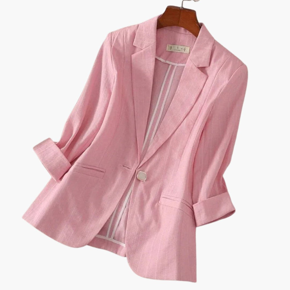 Sophie | Damen Dreiviertelarm Leinen Blazer mit Knopfverschluss