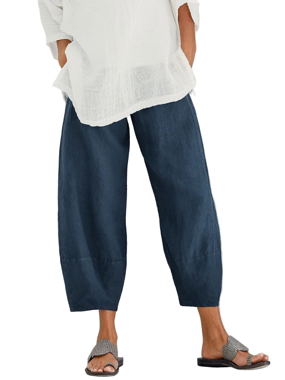 Damen Hose mit elastischem Bund und weiter Beinform