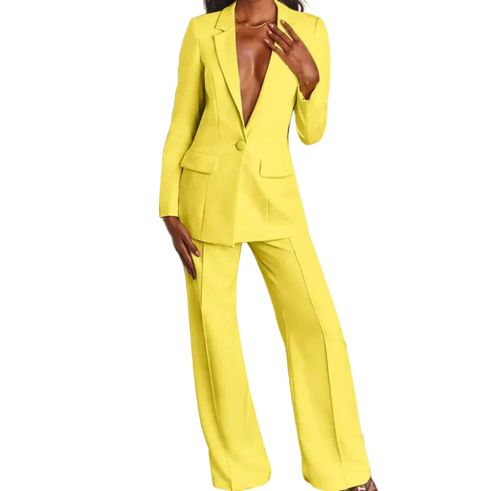 Damen Hosenanzug mit Longblazer und weitem Bein