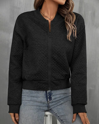 Damen Jacke mit Reißverschluss und Rundhalsausschnitt