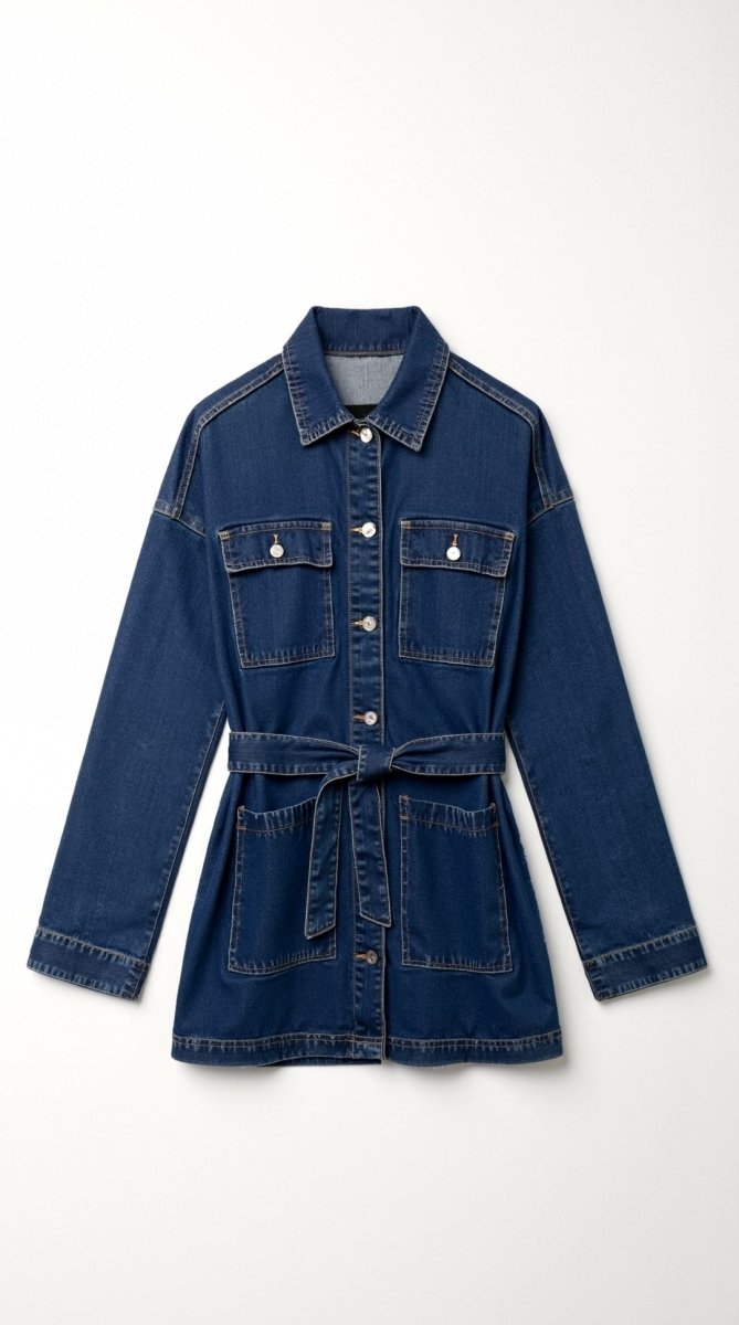 Damen Jeansjacke Taillengürtel