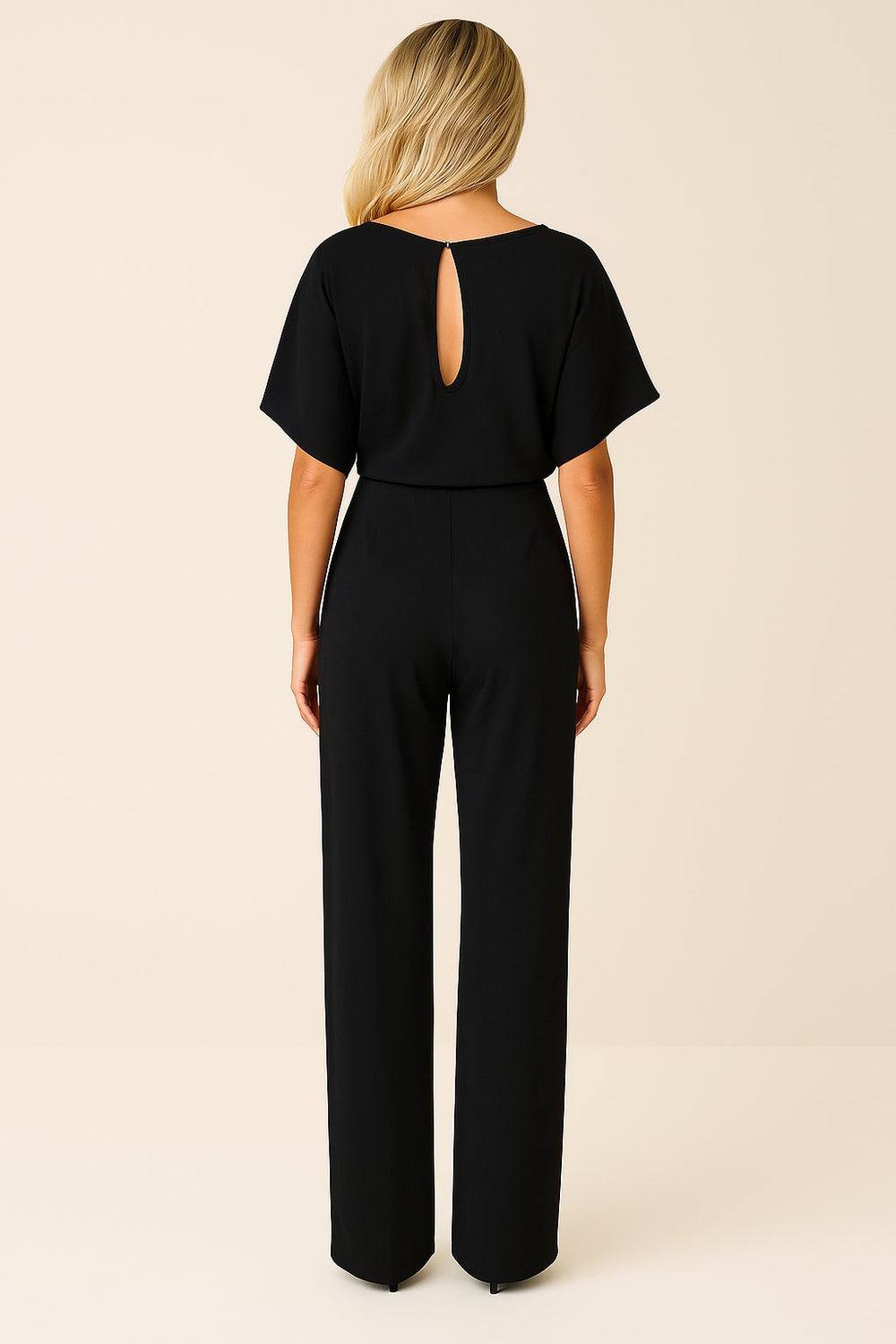Marie | Damen Jumpsuit Ärmellos Weites Bein Bindegürtel