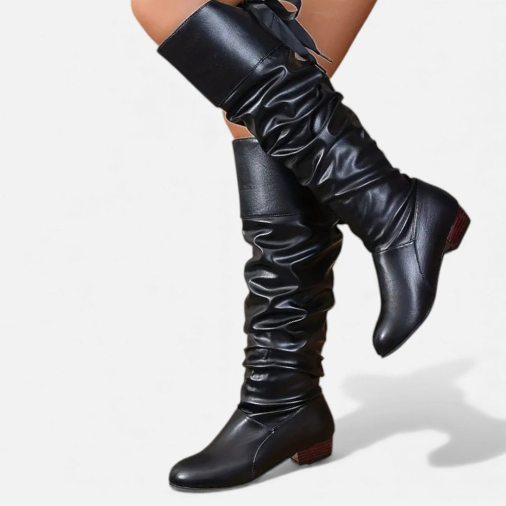 Damen Kniehohe Stiefel mit Absatz Elegant